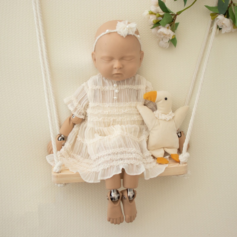 Baby Girl Dress With Headband Swan Set - Newborn Photography Props